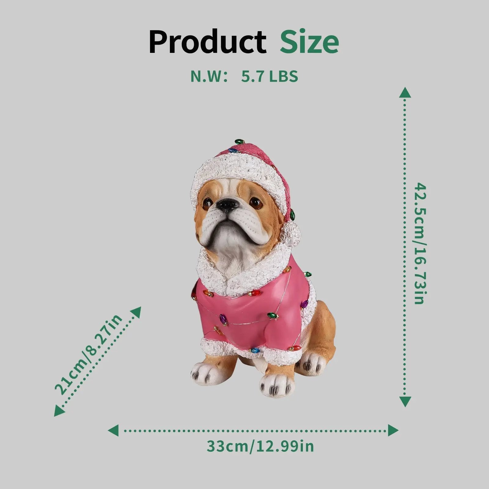 Christmas Pug Statue, Holiday Dog Figurine by HouseOfZazla