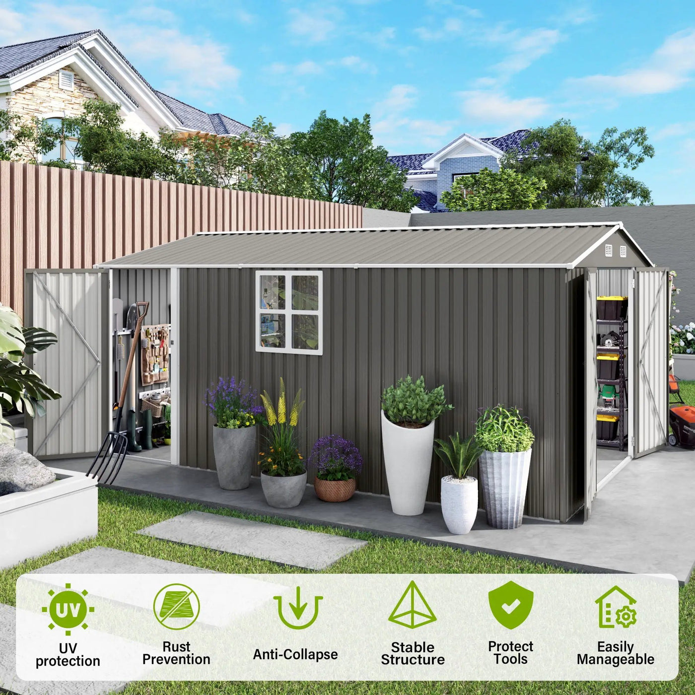 Outdoor Storage Shed With Lockable Doors by HouseOfZazla