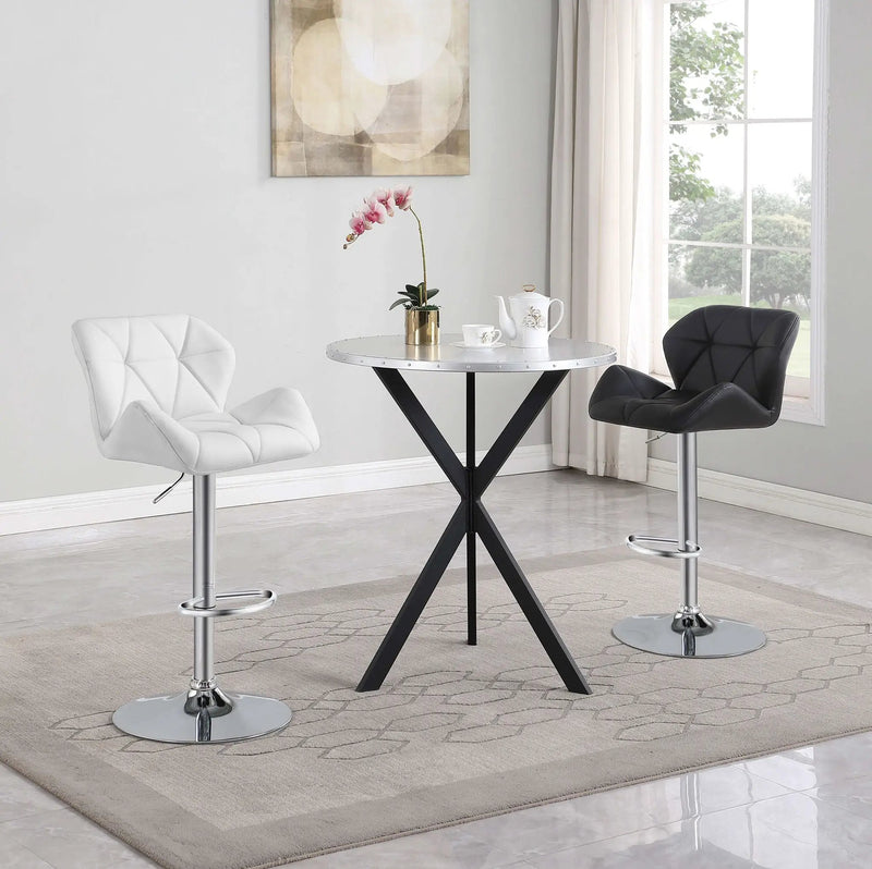 Kenzo Round 32-inch Galvanized Steel Bistro Bar Table Silver by Unique Piece Furniture