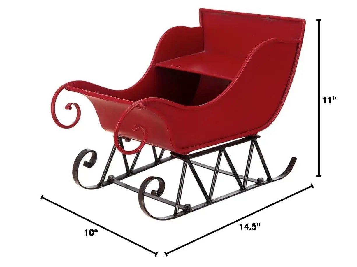 Iron Sleigh Large, Distressed Christmas Santa Sleigh Holiday Decoration by HouseOfZazla