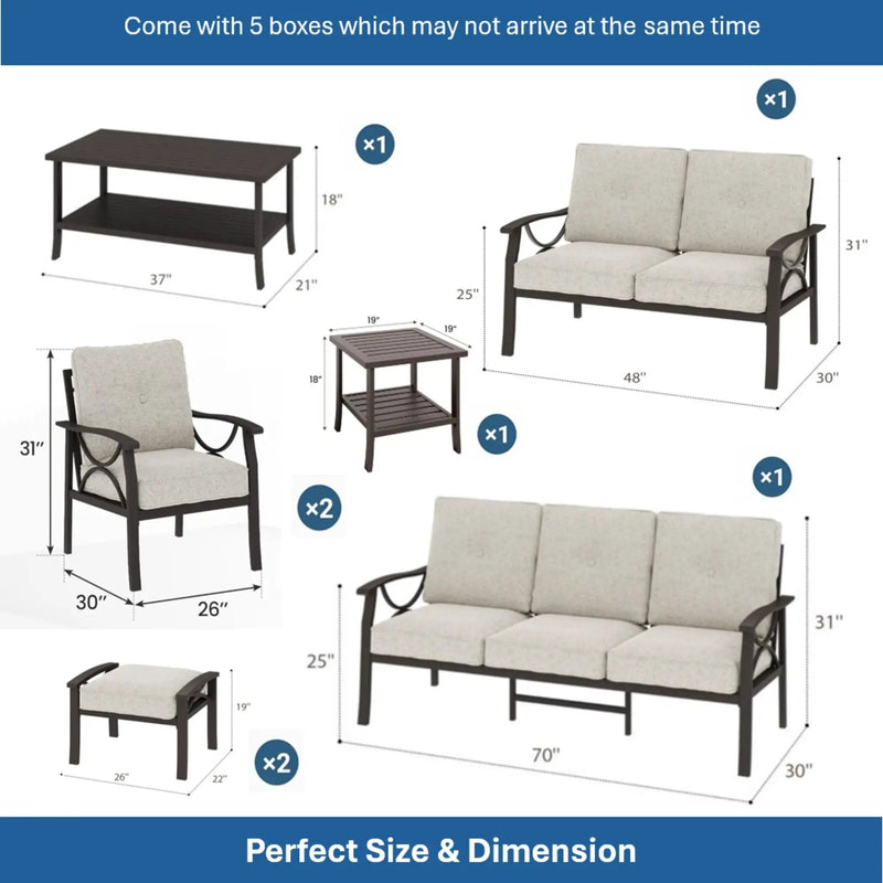 Patio Furniture Set with Coffee Table and Cushions for Backyard by HouseOfZazla