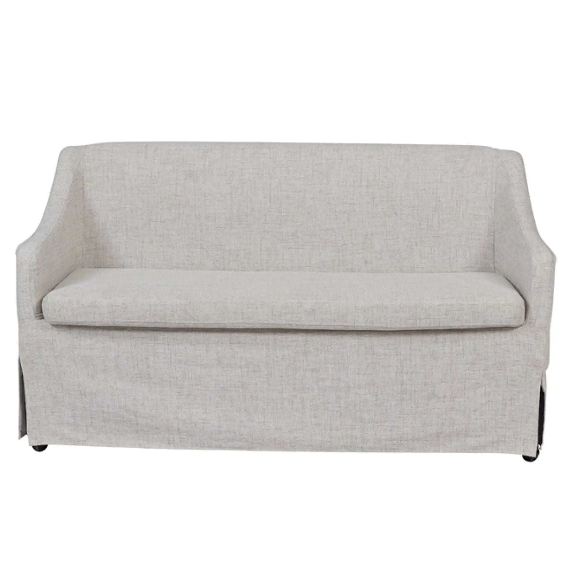 Slip Covered Settee With Casters - Beige by HouseOfZazla