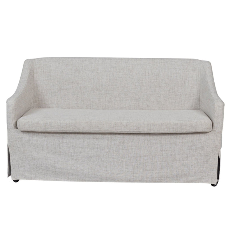Slip Covered Settee with Casters - Beige