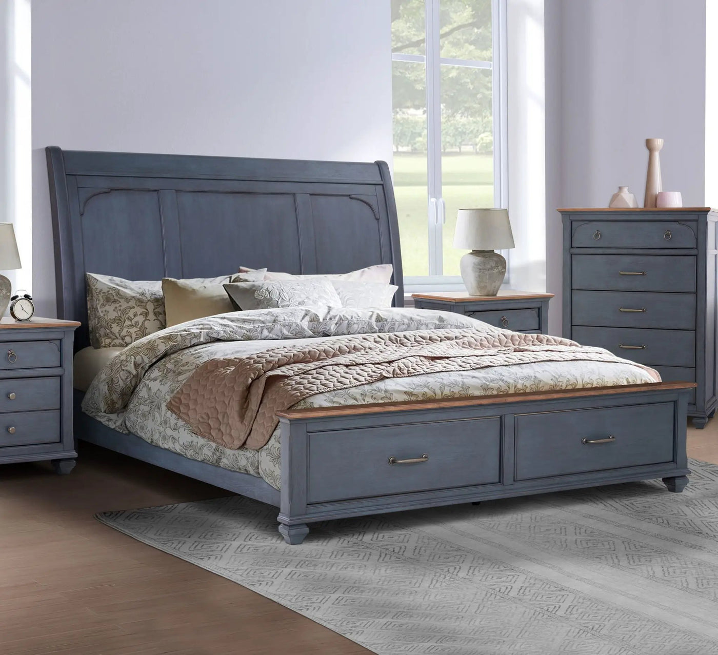 Sleigh Bed & USB Ports by Unique Piece Furniture