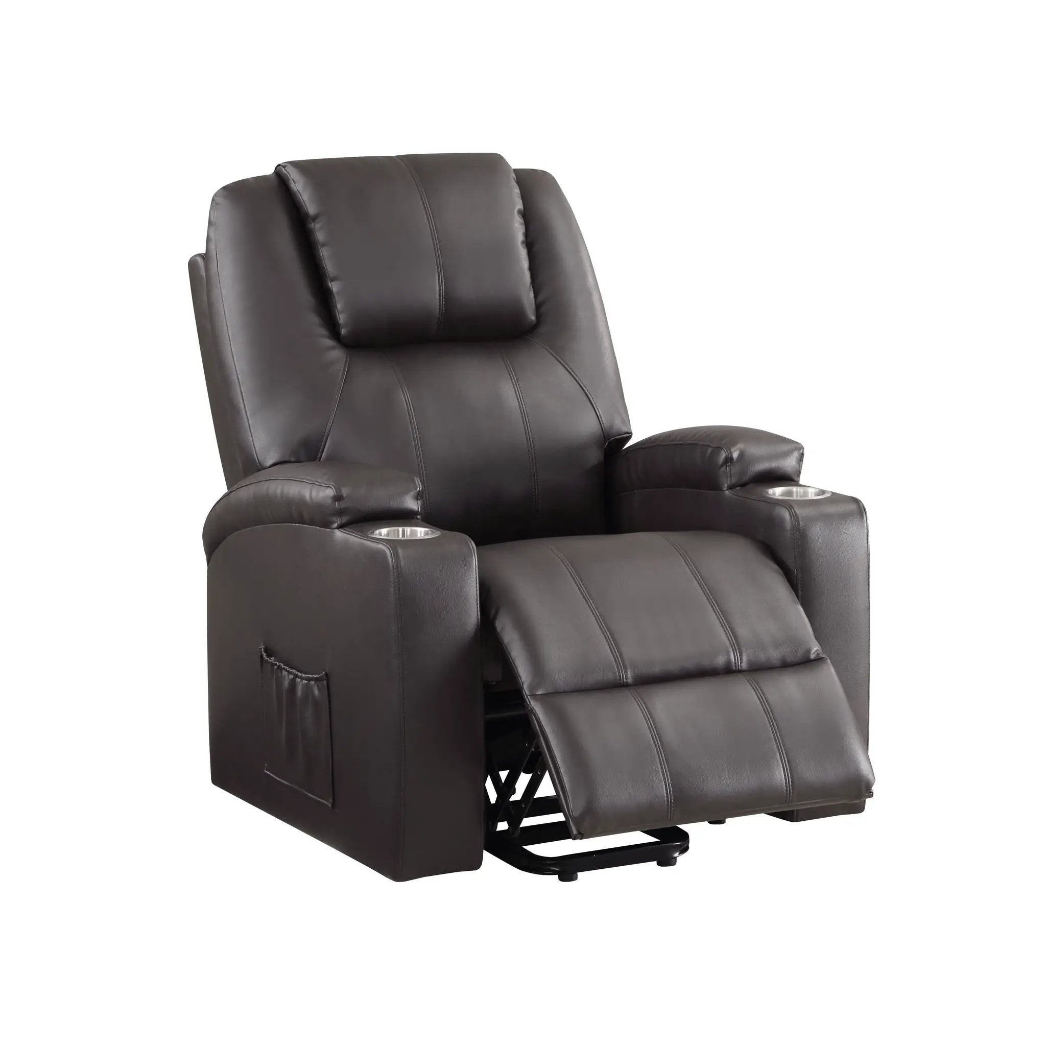 Brown Leather Recliner Aire w/Power Lift & Massage by HouseOfZazla