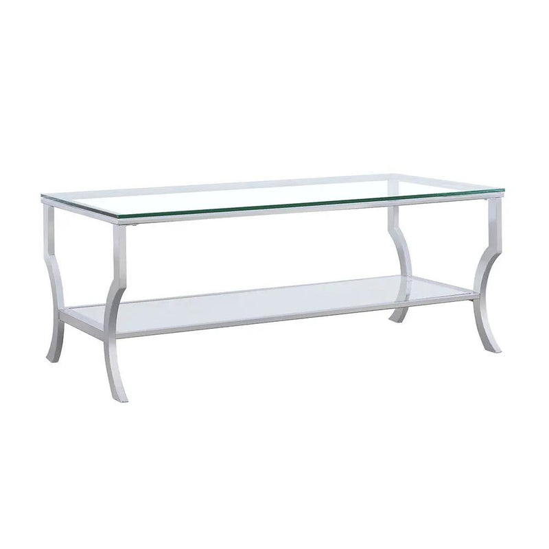 Saide Rectangular Glass Top Coffee Table Chrome by Unique Piece Furniture