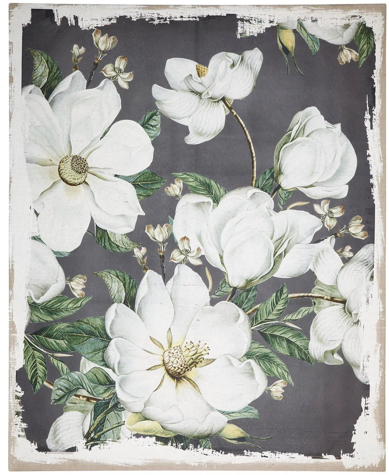 Large Botanical Wall Art Prints, Home Decor For Living Room Dining Room Bedroom Hallway - White / Gray by Unique Piece Furniture