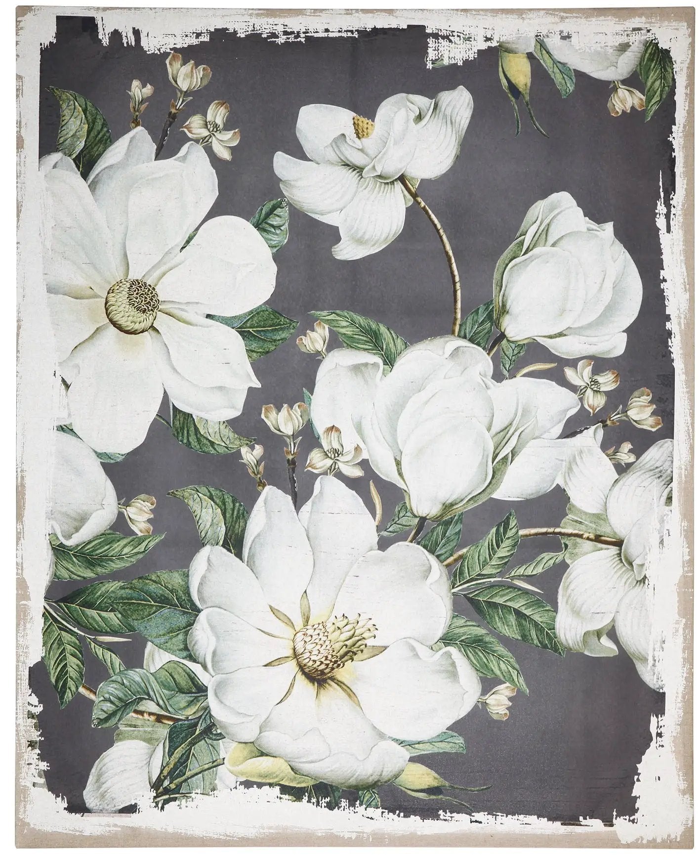 Large Botanical Wall Art Prints, Home Decor For Living Room Dining Room Bedroom Hallway - White / Gray by HouseOfZazla