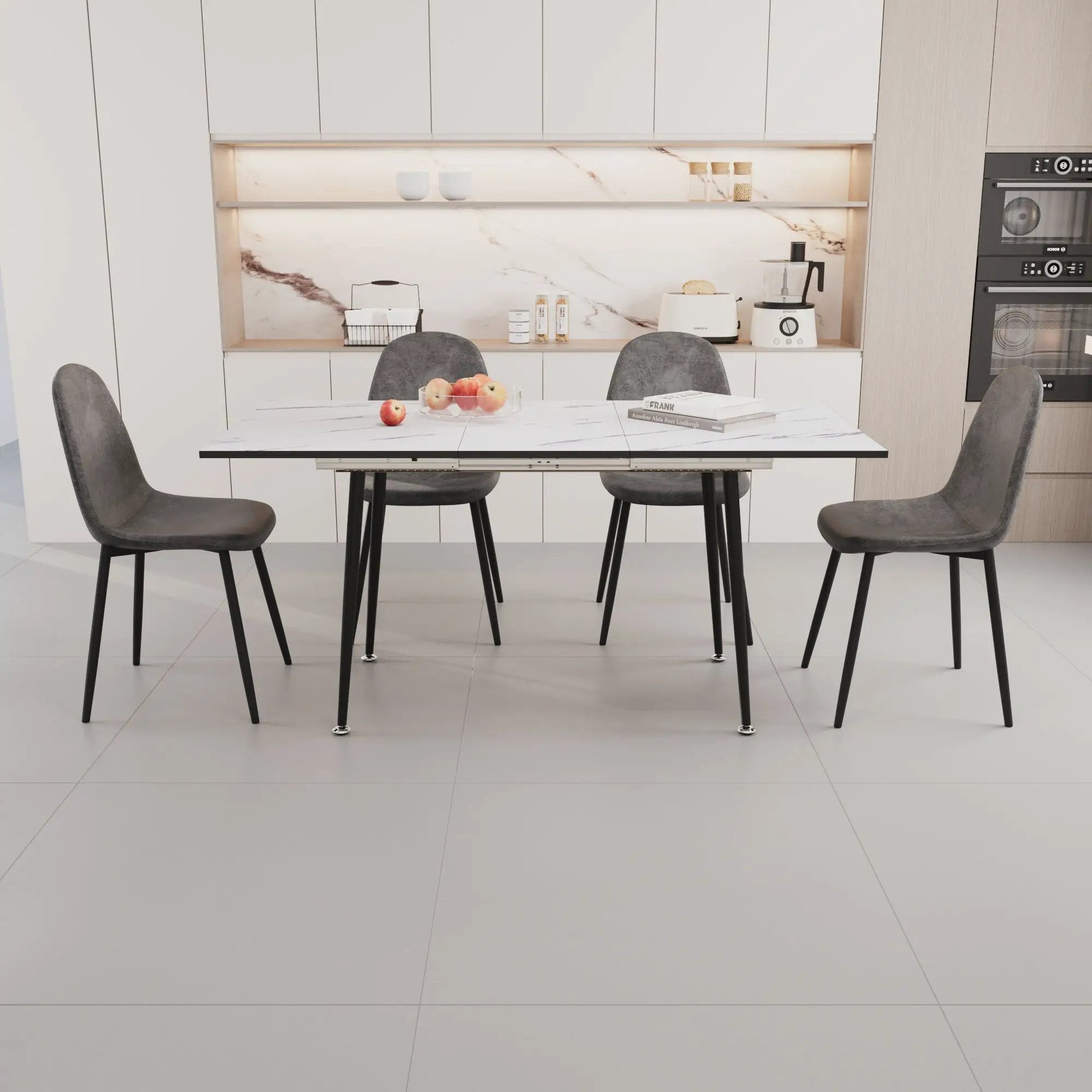 Modern Extendable Dining Table And Chair Set For 2 - 6 People by HouseOfZazla