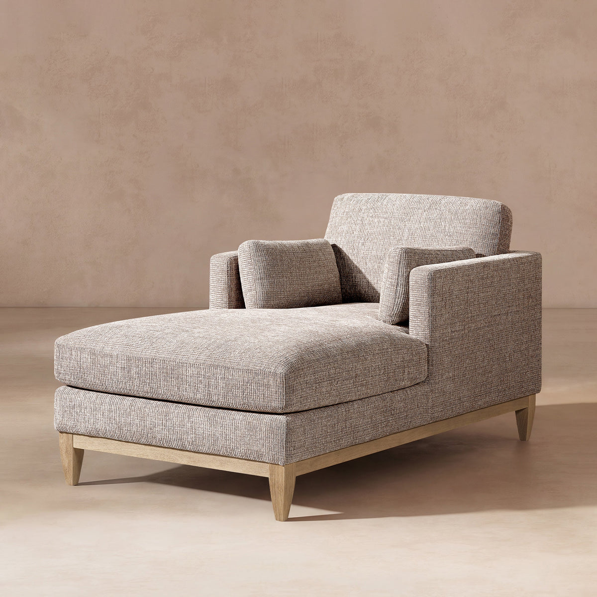 Knox 65" Modern Farmhouse Chaise Lounge Chair with Feather-Down Cushion - Stone, photo 3 of 10