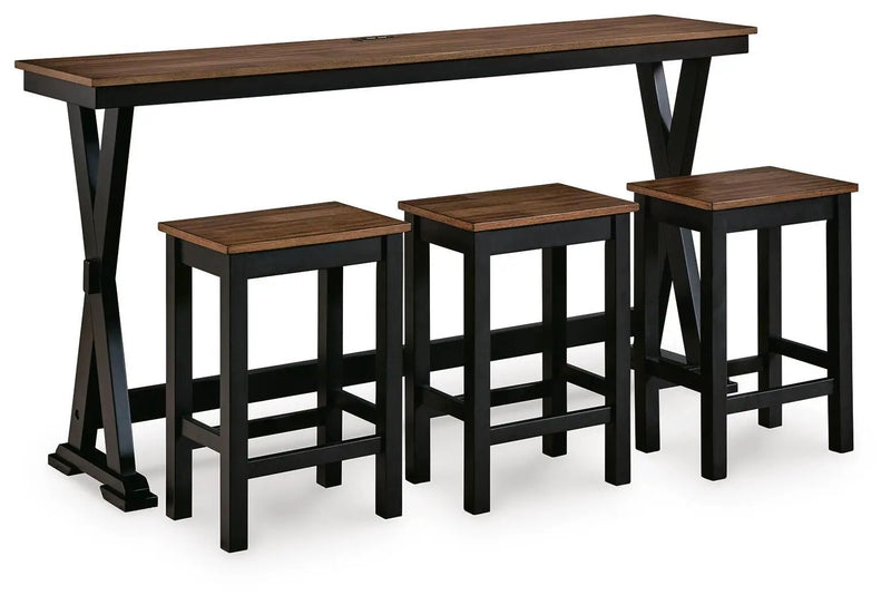 Wildenauer - Rectangular Dining Room Counter Table Set (Set of 4) - Brown / Black by Unique Piece Furniture