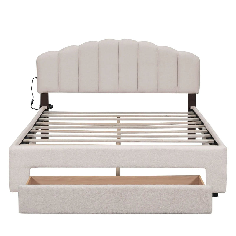 Upholstered Platform Bed With Drawer by HouseOfZazla
