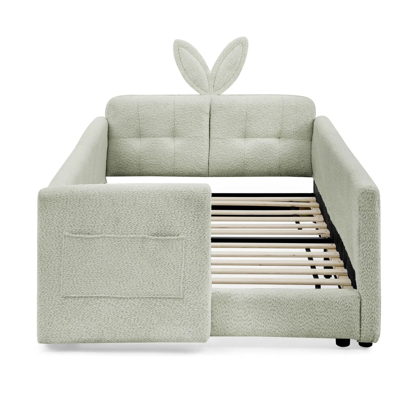 Cute Rabbit Ear Upholstered Platform Bed Frame With Safety Rail by Unique Piece Furniture