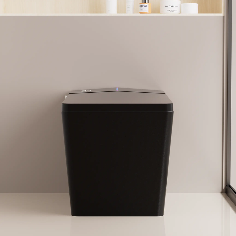 Black Square Smart Toilet with Built-In Tank and Remote Control by HouseOfZazla