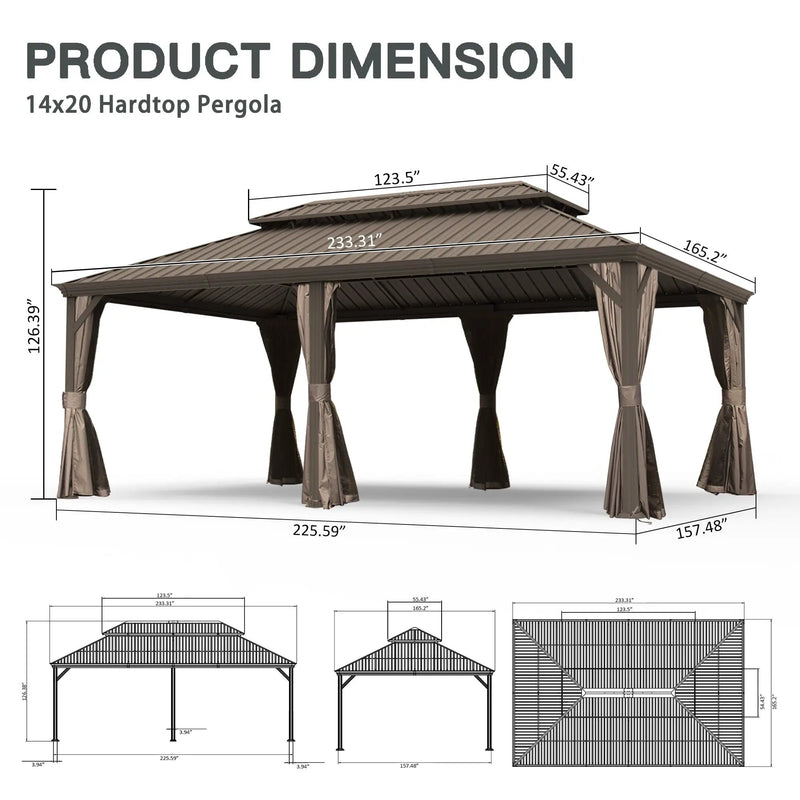 14' X 20' Hardtop Gazebo with Upgraded Features by HouseOfZazla