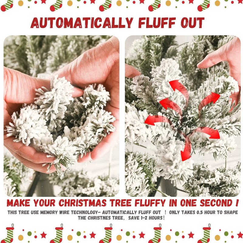 6FT Flocked Christmas Tree with 752 Tips by HouseOfZazla