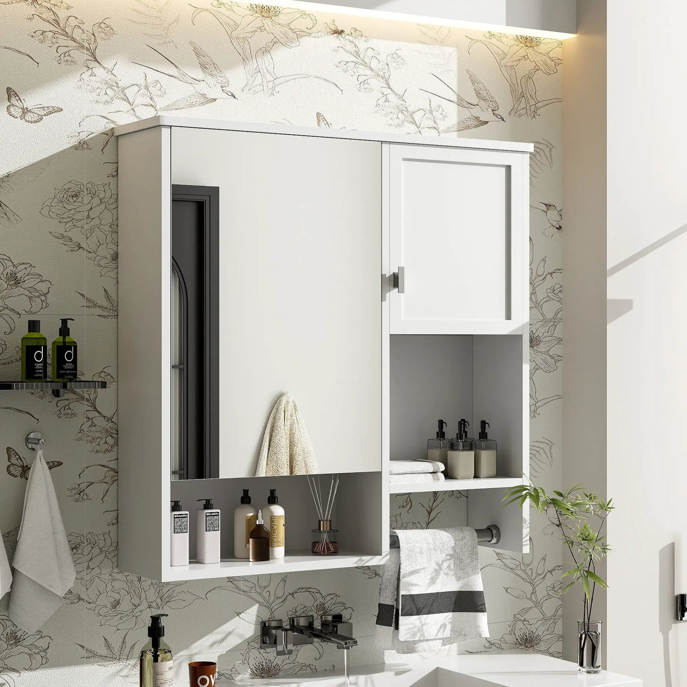 Modern Wall Mounted Bathroom Medicine Cabinet, Bathroom Wall Storage Cabinet With Mirror by HouseOfZazla