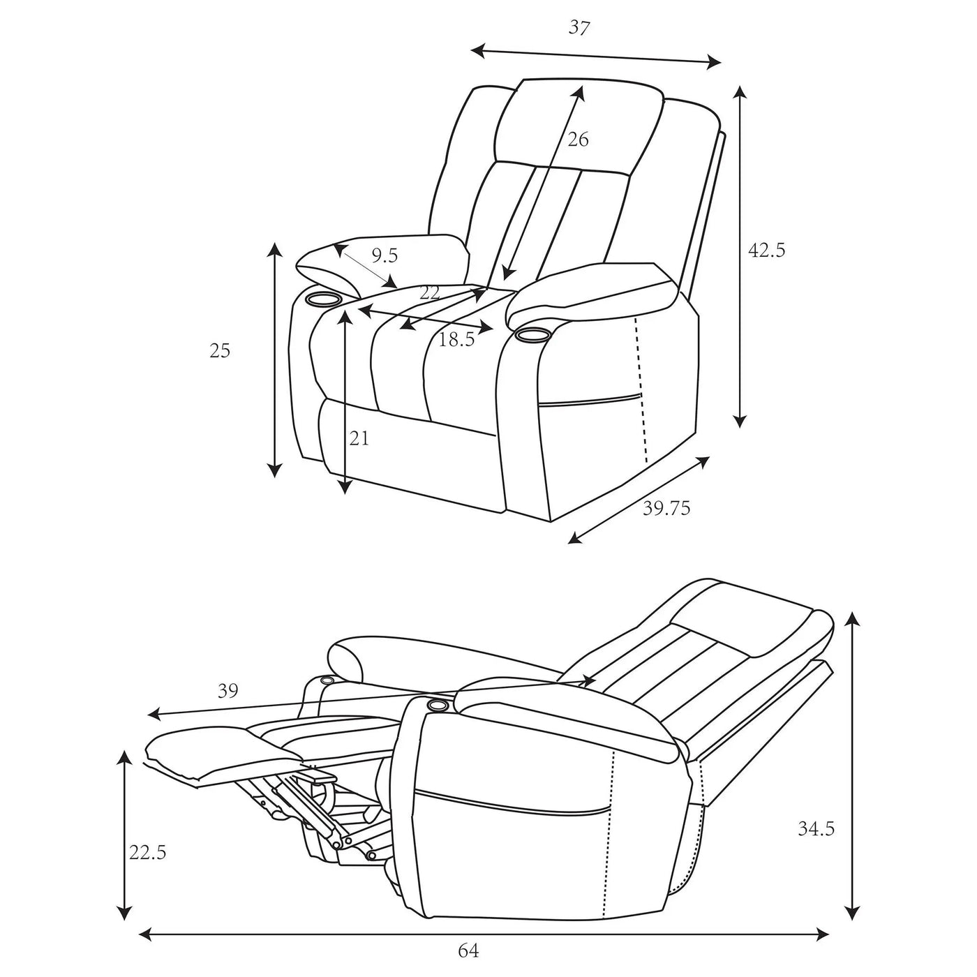 Beca - Upholstered Power Lift Recliner With Cupholders And USB Charging by HouseOfZazla