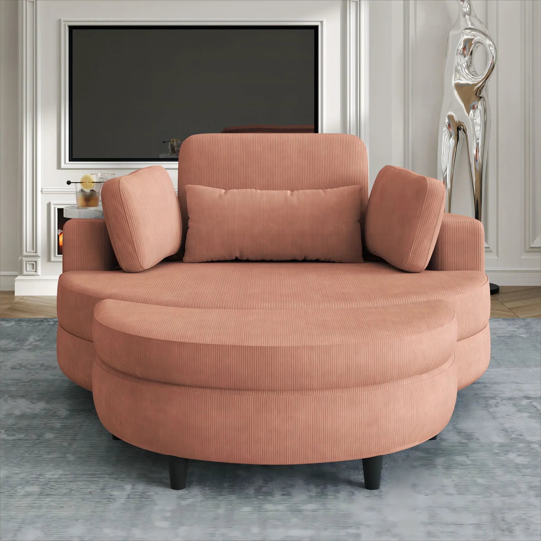 Sofa With Two Throw Pillows And A Waist Pillow With An Extra Tray For Comfortable Seating In Small Apartment Bedrooms by HouseOfZazla