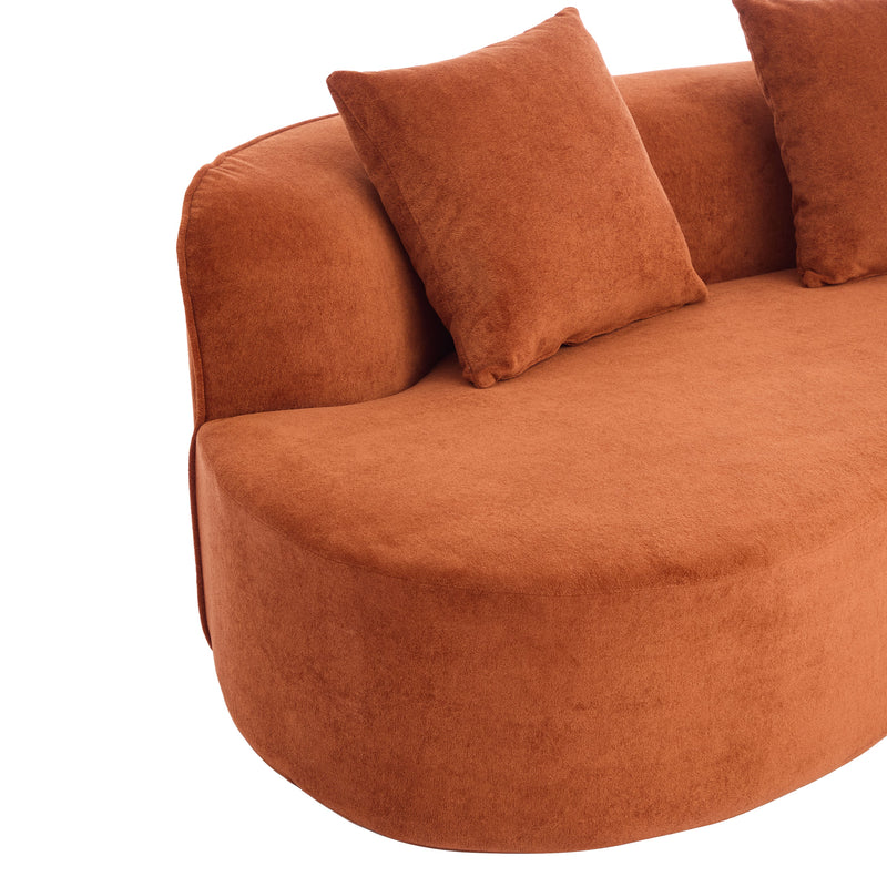 126" Curved Sectional Sofa (Dark Orange-D28 Full Foam) by HouseOfZazla