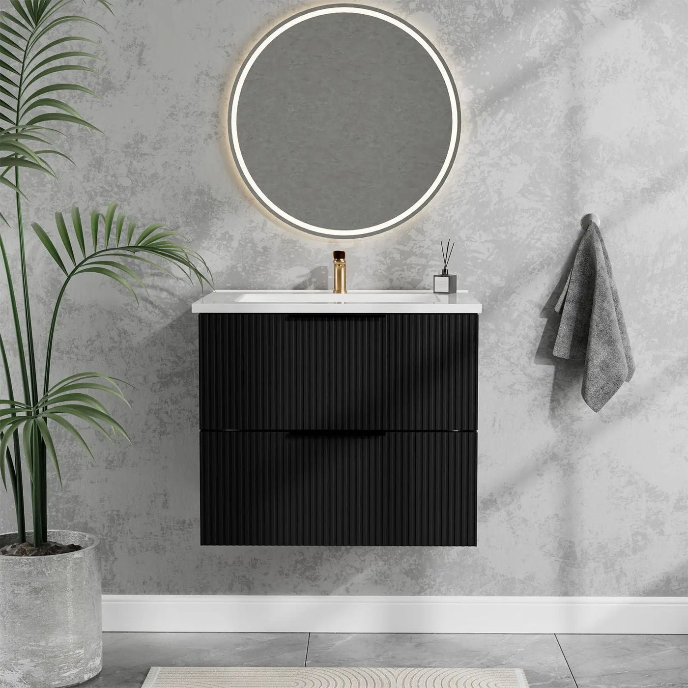 Modern Wall Mounted Floating Bathroom Vanity With Sink And Drawers by HouseOfZazla