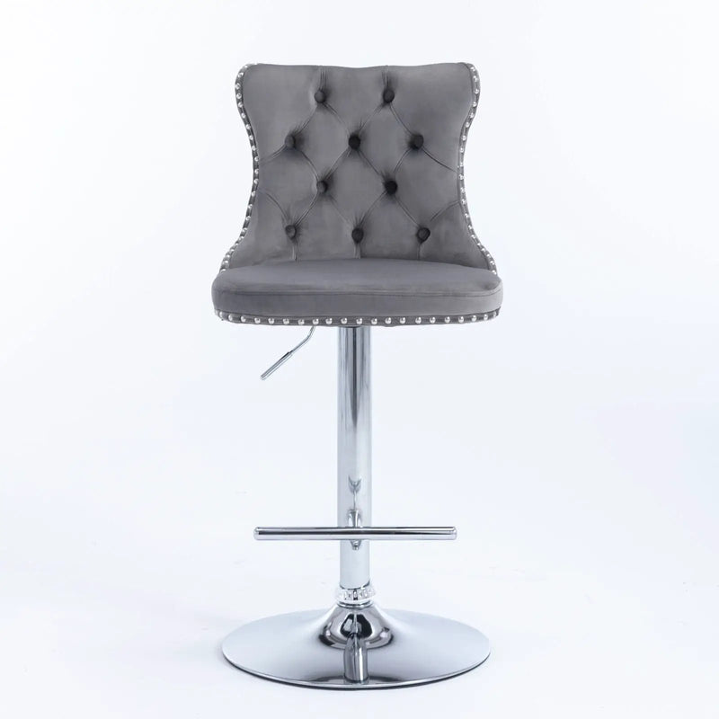 Swivel Barstools Adjusatble Seat Height From 25-33", Modern Upholstered Base Bar Stools With Backs Comfortable Tufted For Home Pub And Kitchen Island (Set of 2) by Unique Piece Furniture