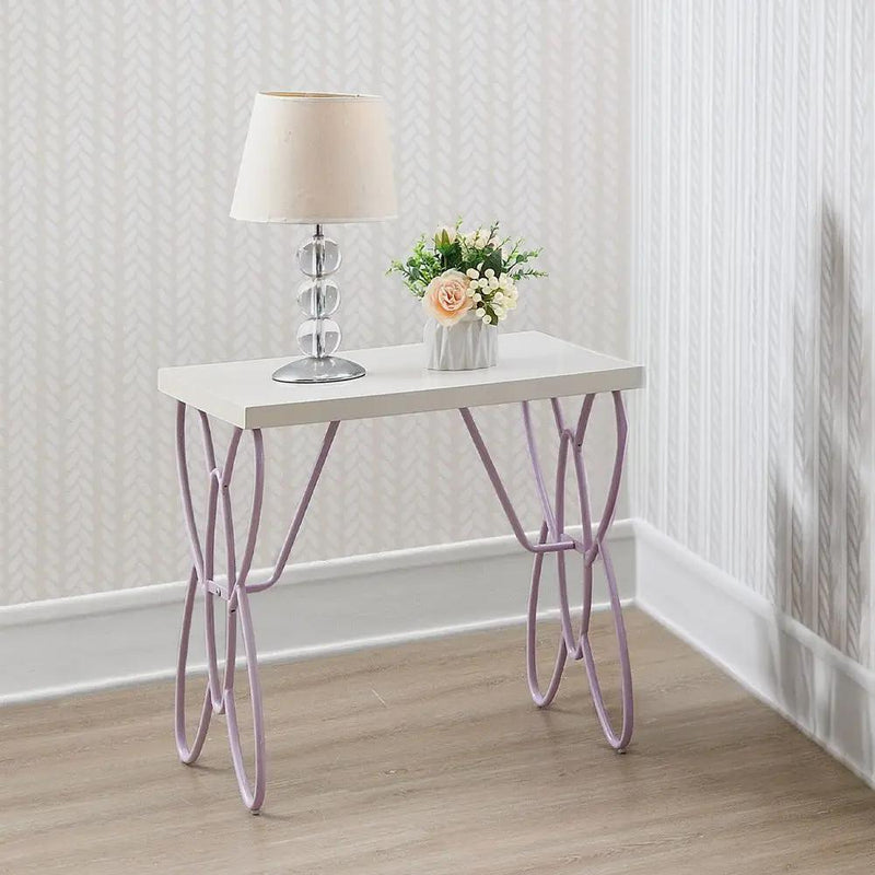 Priya II - Nightstand - White & Light Synthetic Leather Rple by Unique Piece Furniture