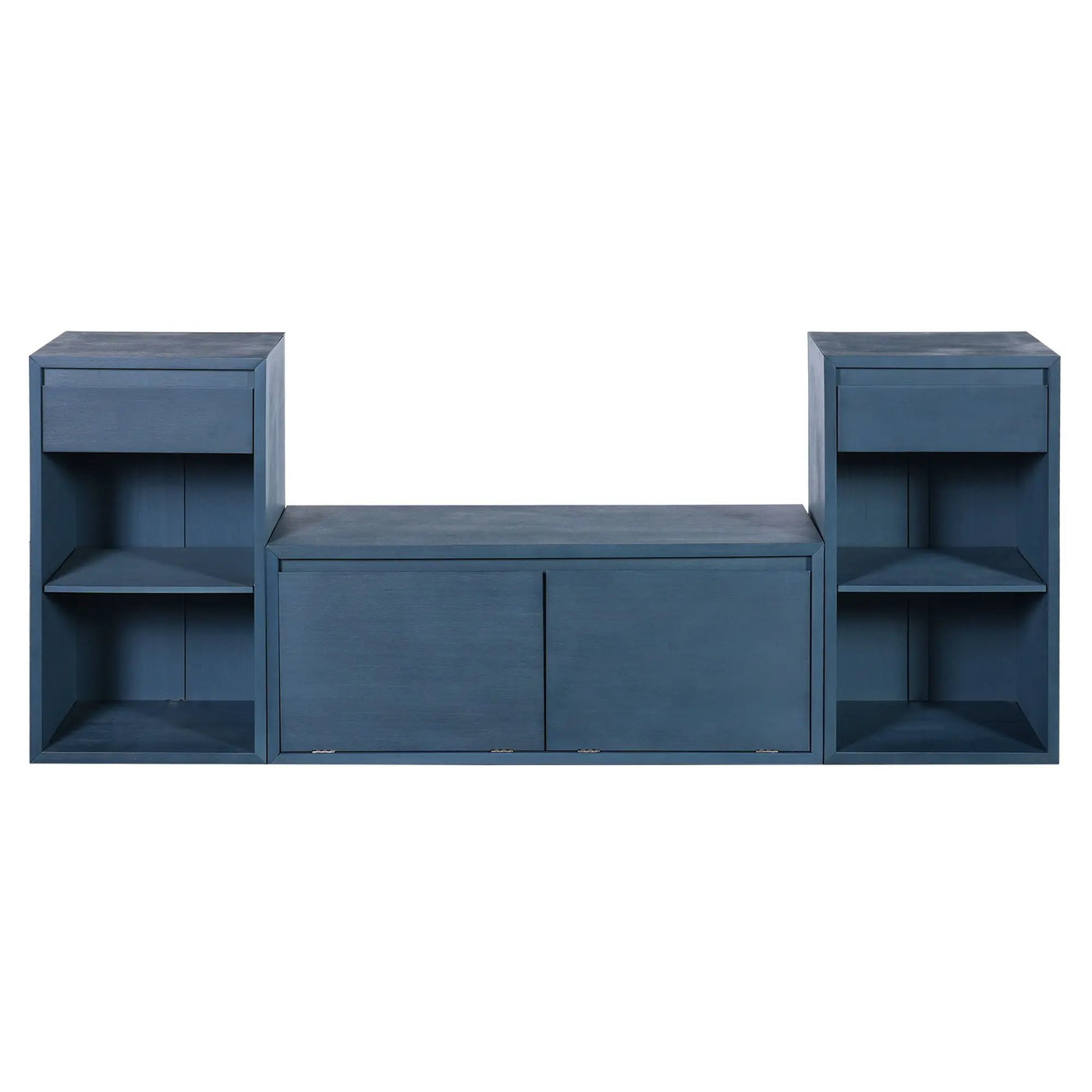 Entryway Storage Bench With Cushion, Drawers & Open Shelves by HouseOfZazla