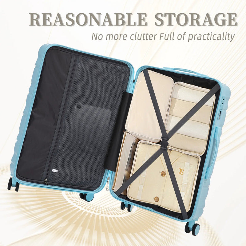 HIFINE Tourist 3-Piece ABS Spinner Wheel Luggage Set (Blue) by HouseOfZazla