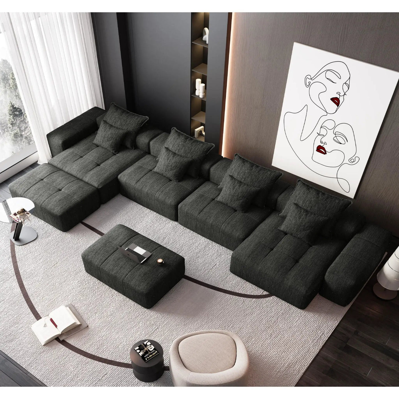 Modern Oversized DIY Combination Modular Sectional Sofa With Pillows by HouseOfZazla