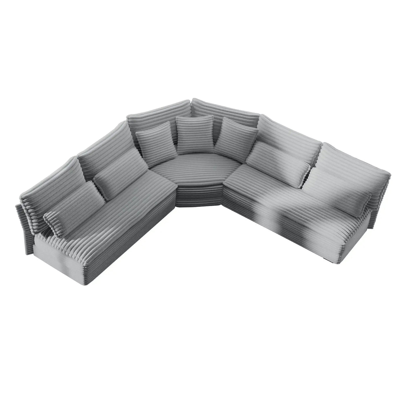 5 Seater L Shaped Sectional Sofa With Curved Corner, 7 Pillows by Unique Piece Furniture