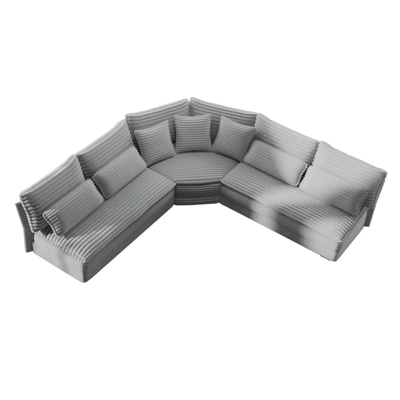 5 Seater L Shaped Sectional Sofa With Curved Corner, 7 Pillows by Unique Piece Furniture