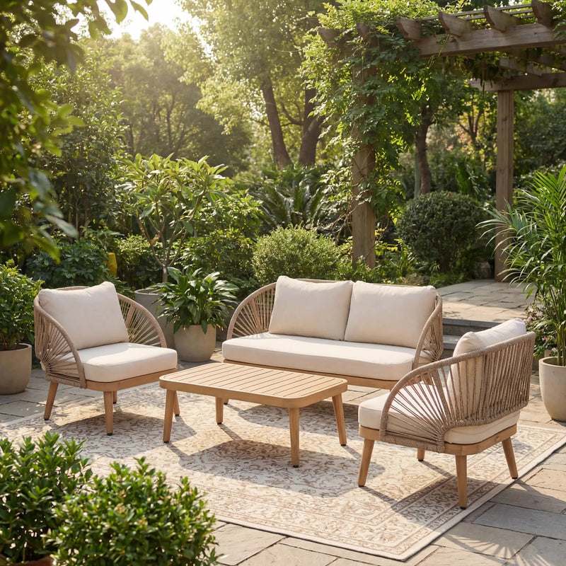 4-Piece Acacia Wood Patio Seating Set by HouseOfZazla
