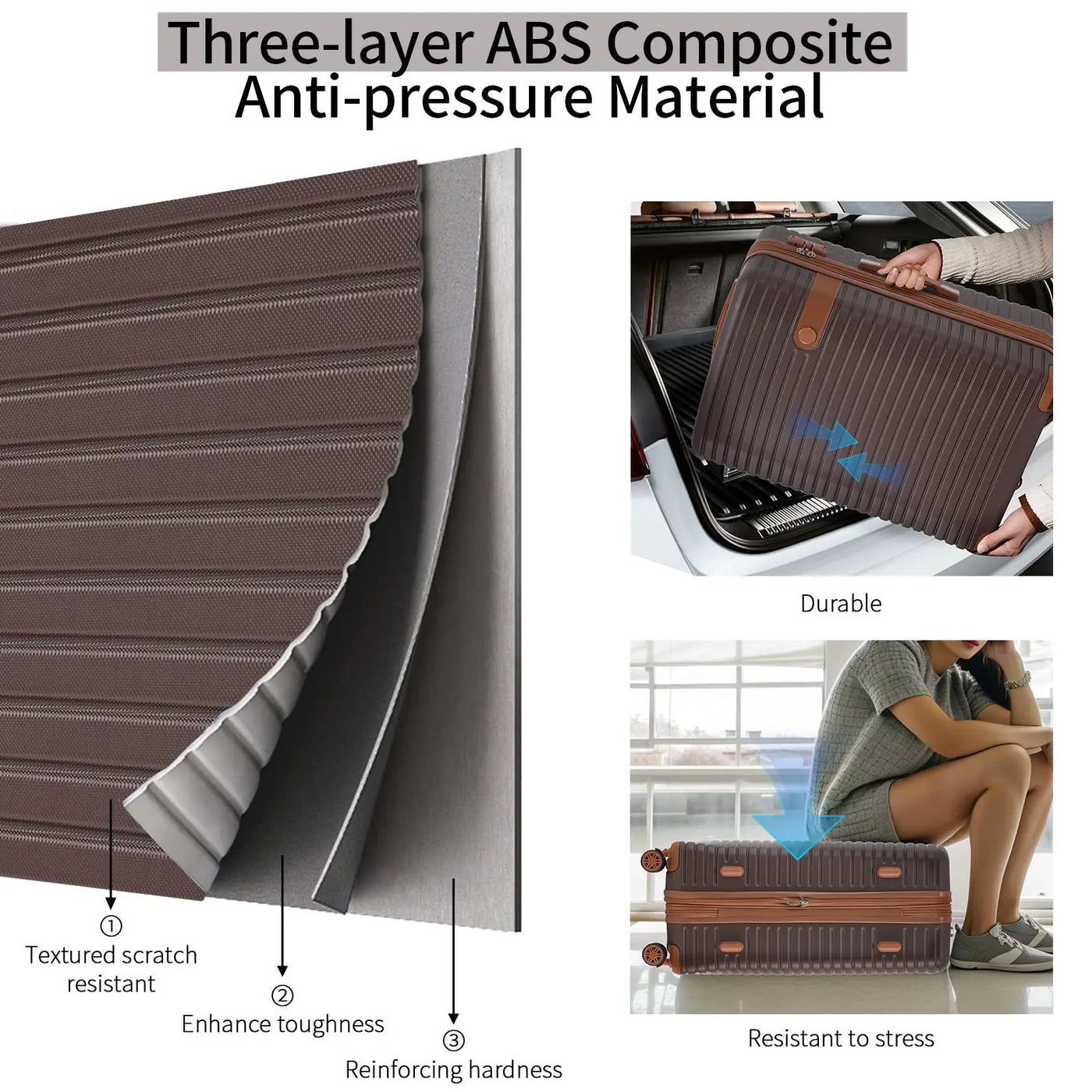 4 Piece Luggage Suitcase Set, Hard Shell Lightweight Expandable Travel Luggage With 4 Packing Cubes by HouseOfZazla