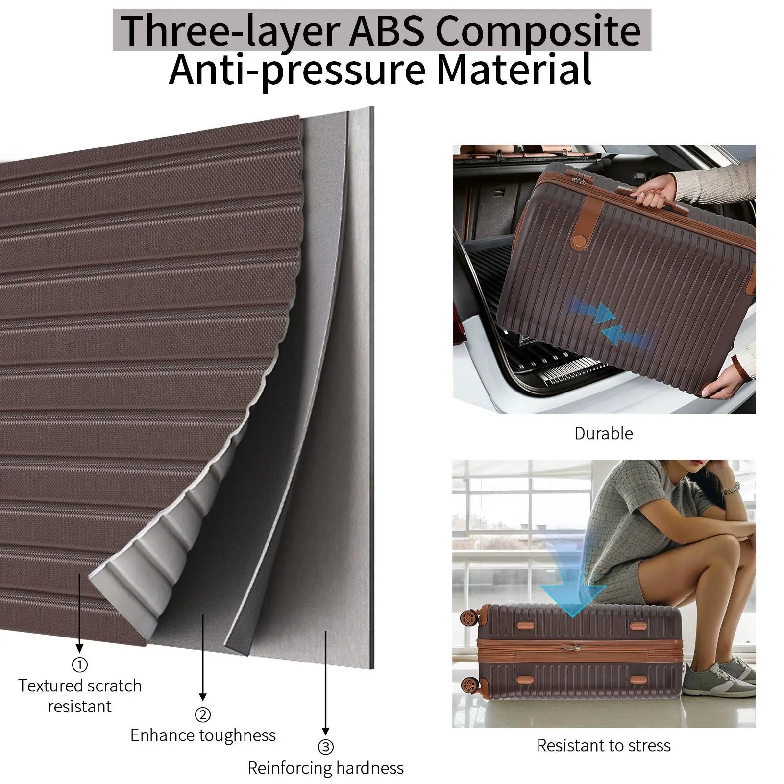 4 Piece Luggage Suitcase Set, Hard Shell Lightweight Expandable Travel Luggage With 4 Packing Cubes by HouseOfZazla