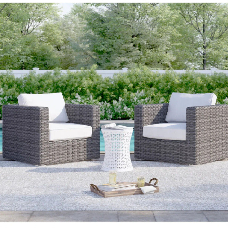 Outdoor Armchairs With Cushions Set of 2 – All-Weather Wicker – Espresso / Gray, photo 2 of 6