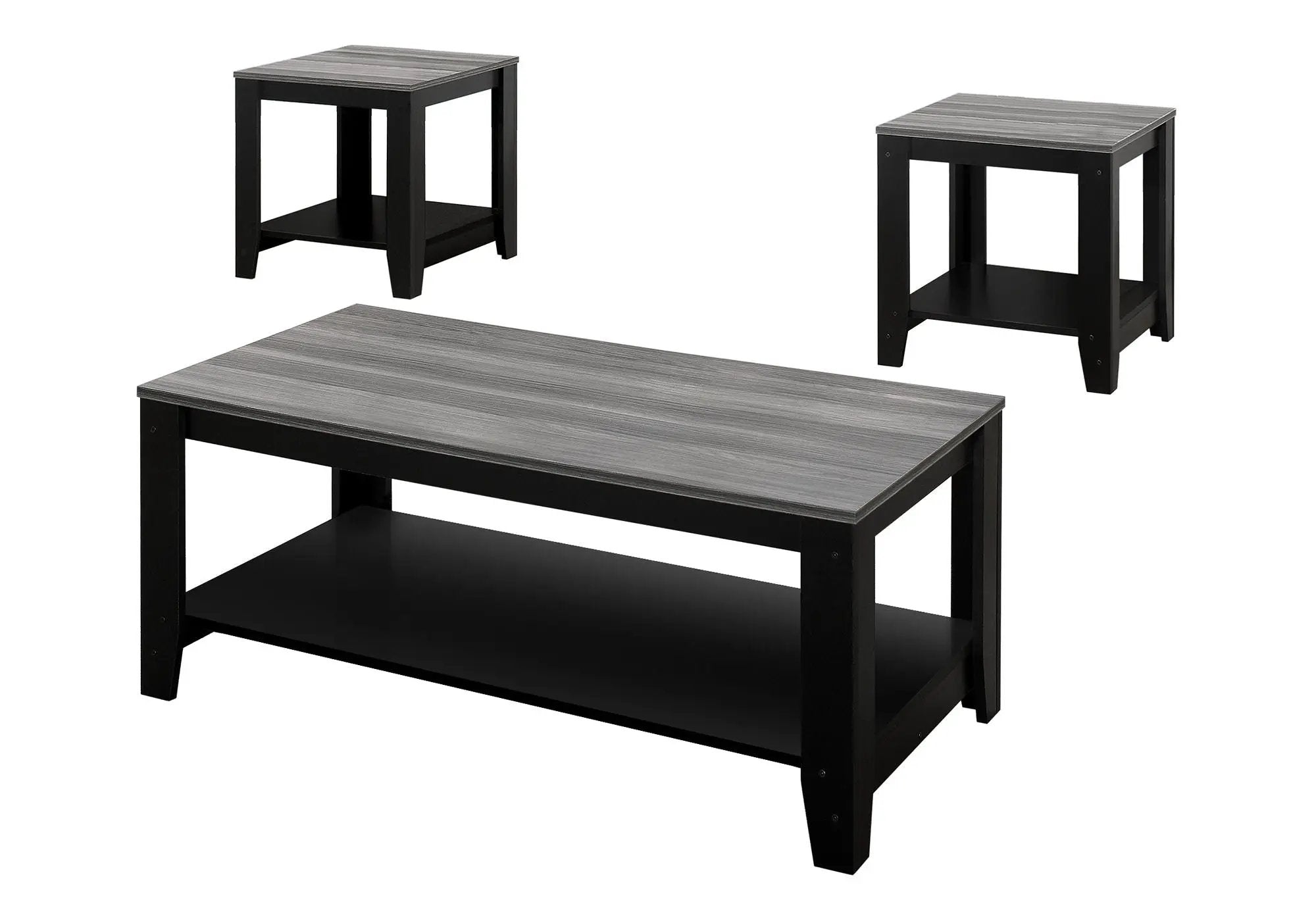 Table Set, Coffee, End, Side, Accent For Living Room Transitional (Set of 3) - Black by HouseOfZazla
