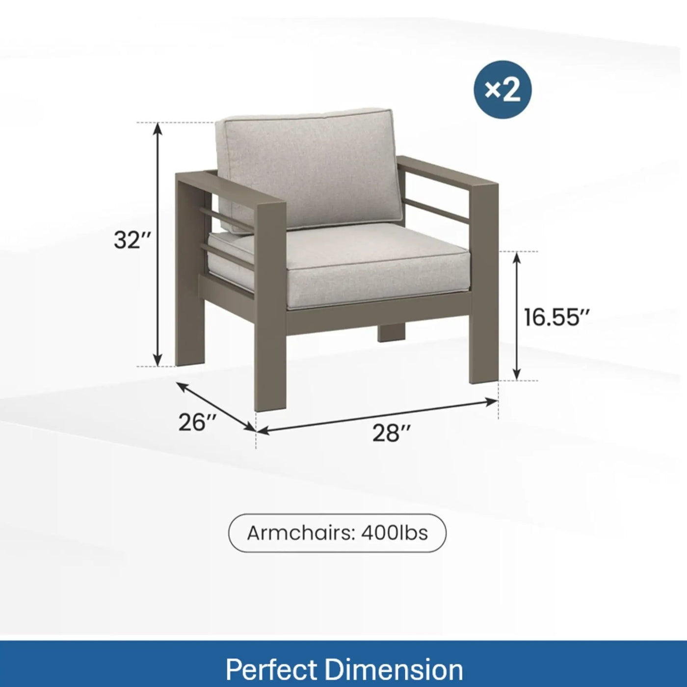 Modern All-Weather Patio Armchairs With Thick Cushions (Set of 2) by HouseOfZazla