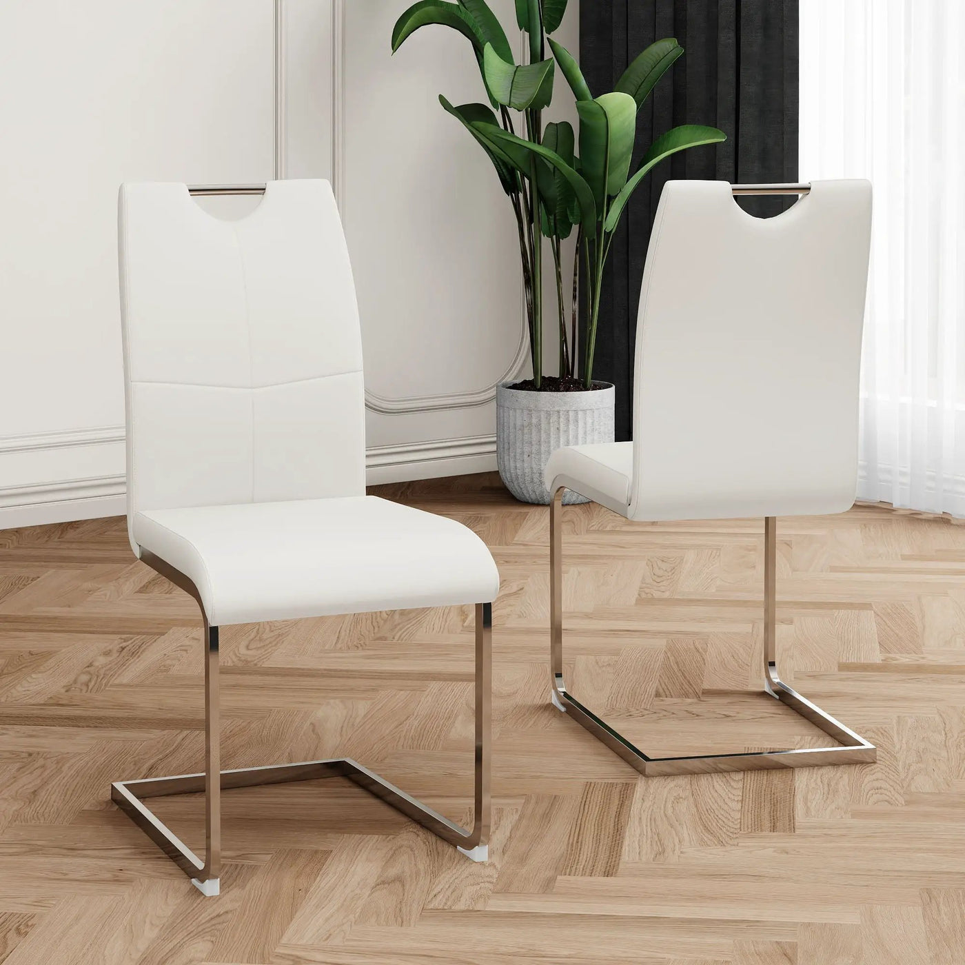 Modern Dining Chairs With Padded Seat And Metal Legs by HouseOfZazla