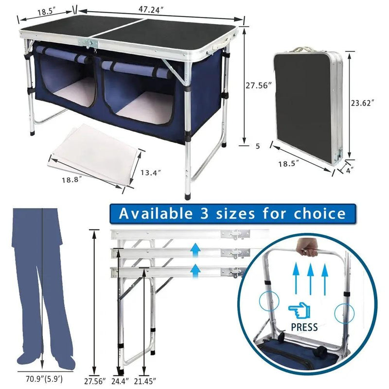 Folding Camping Table With Storage Compartment by HouseOfZazla