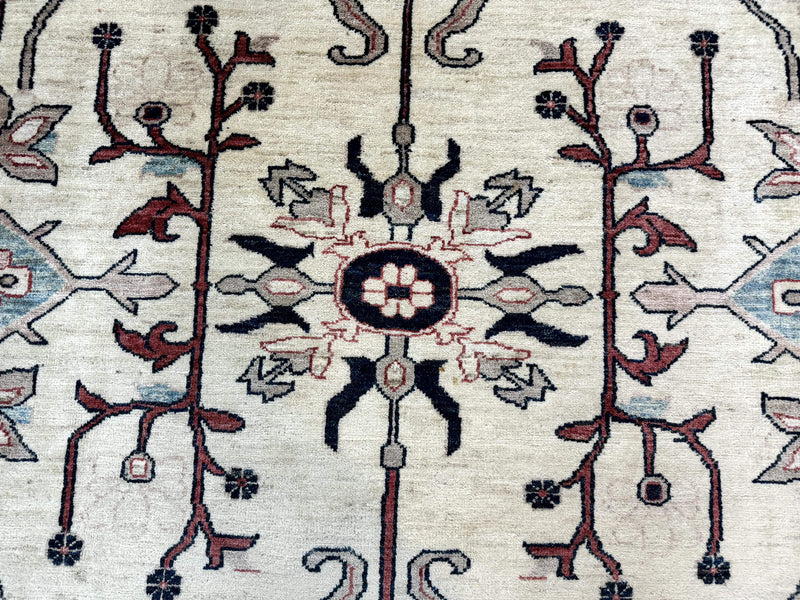 Peshawar Rug 10x14, Beige and Rust Red, Large Pak Persian Rug, Pakistani Rug by Jewel Rugs