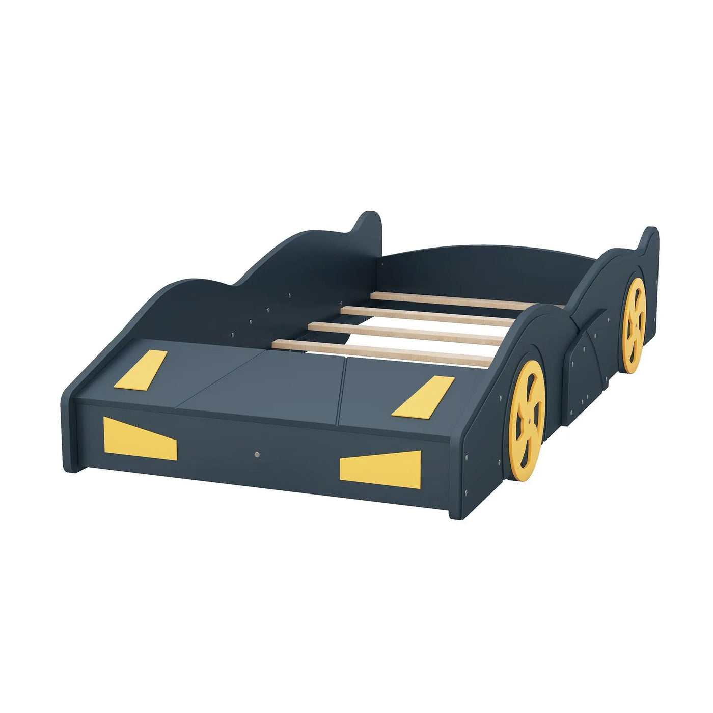 Race Car Shaped Platform Bed With Wheels And Storage by HouseOfZazla