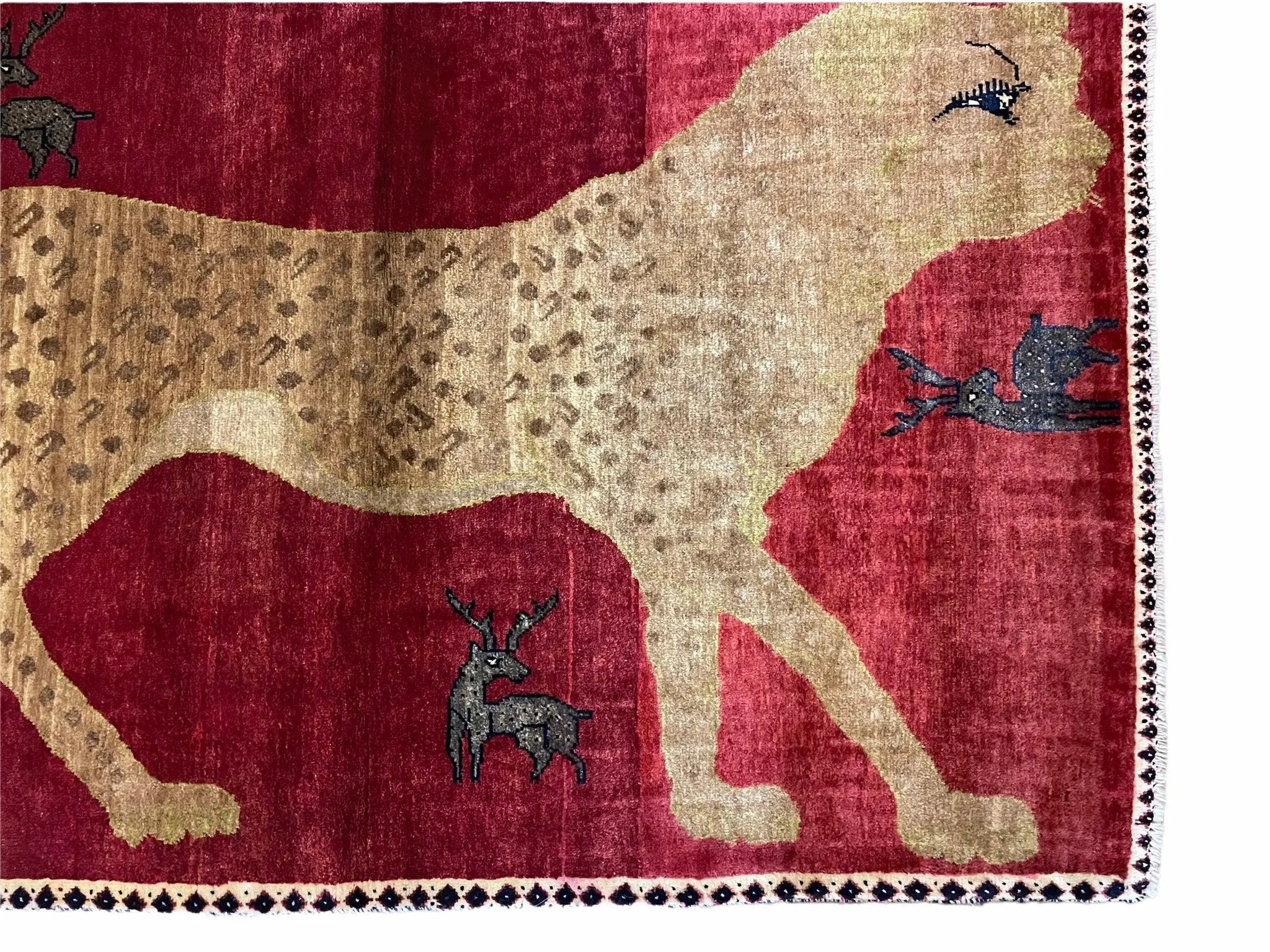 3.5 X 6 Handmade New Vintage Quality Wool Rug Leopard Red Tribal Hand-Knotted by Jewel Rugs