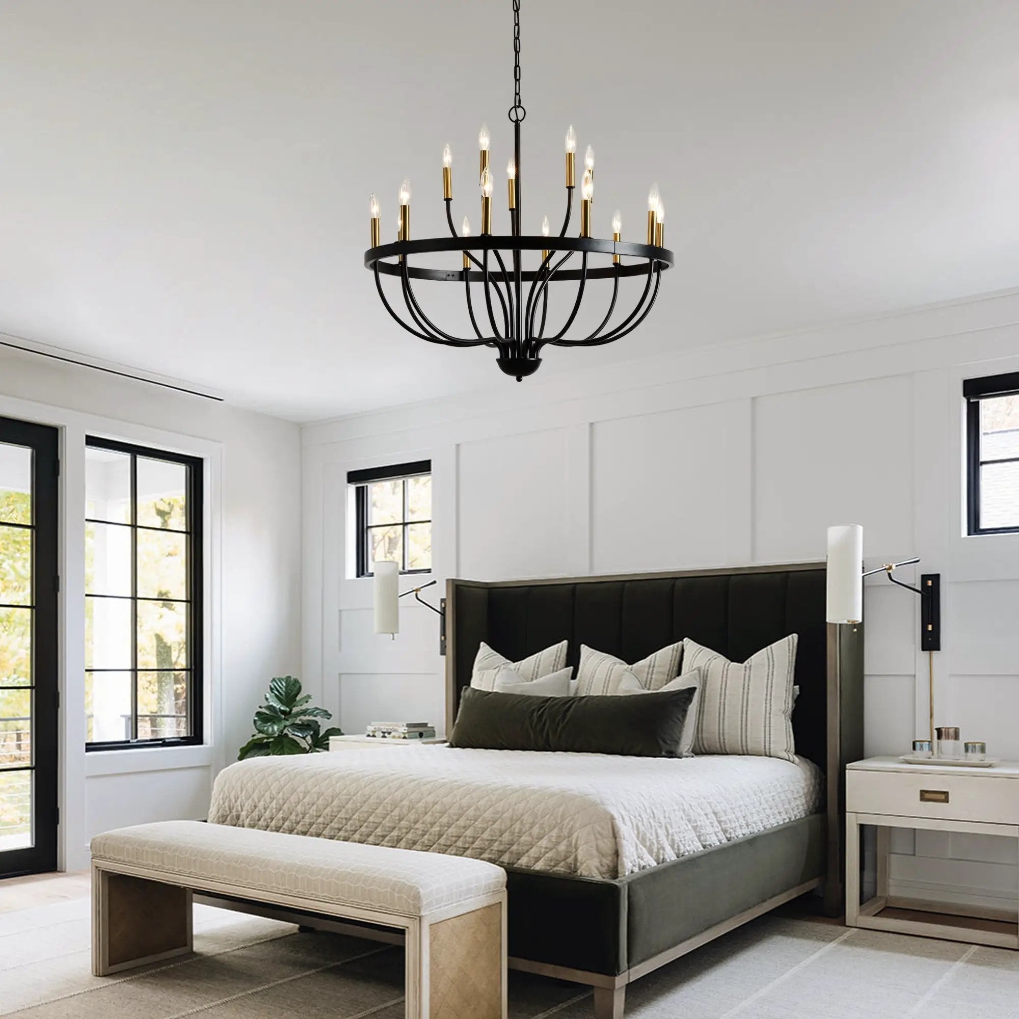 15-Light Industrial Iron Candle Chandelier Modern Farmhouse Pendant Light by HouseOfZazla