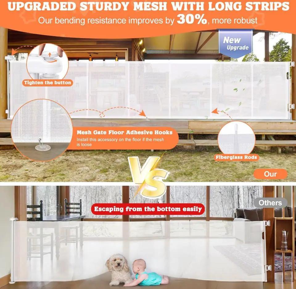 HDUYFYD 120 Inches Extra Wide Retractable Baby Gates, 35" Tall Baby Gates for Large Openings, Upgraded Retractable Gate with Fiberglass, Extra Large P by Selzalot
