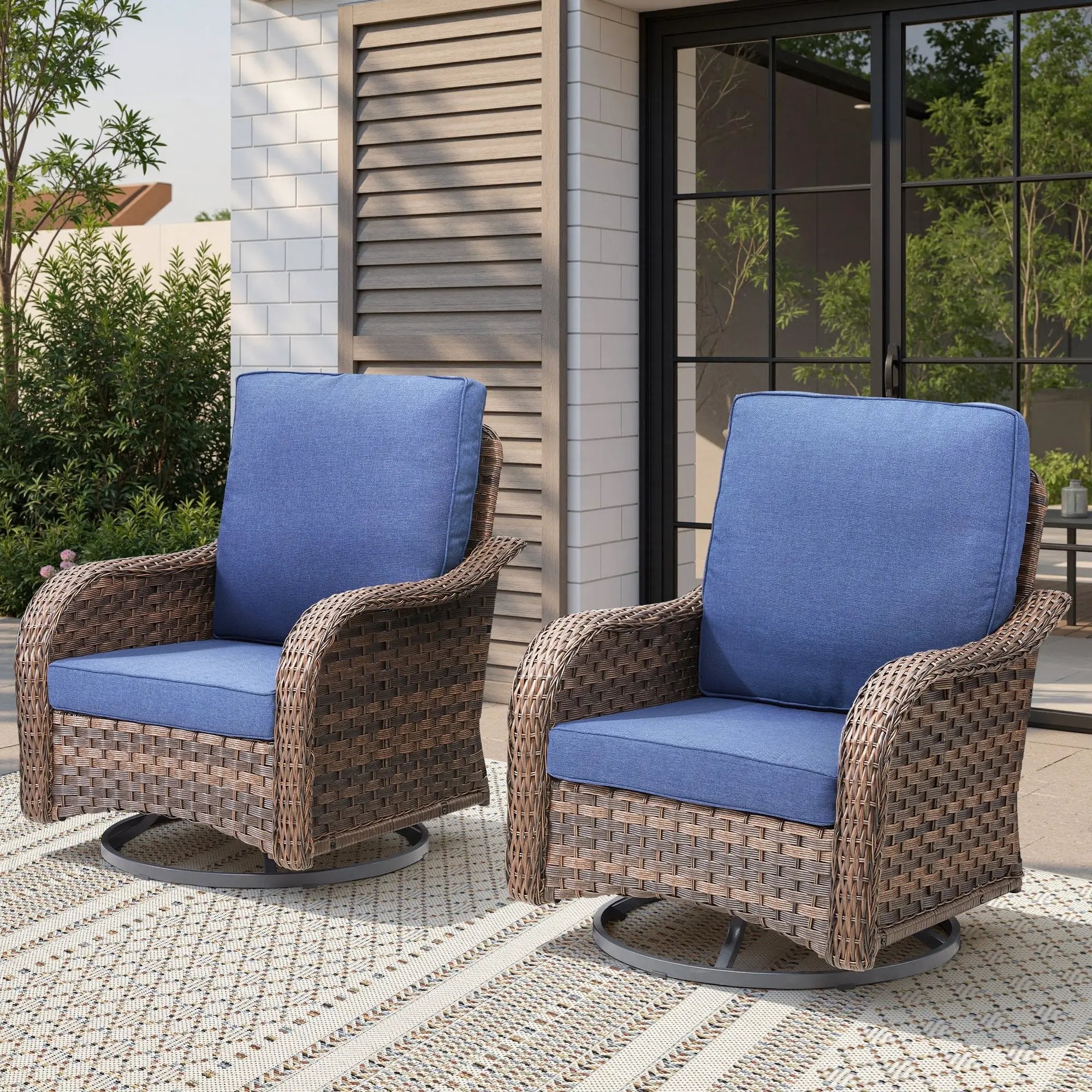 Patio Wicker Rocking Swivel Glider Rocker Chair Set of 2 for Porch by HouseOfZazla