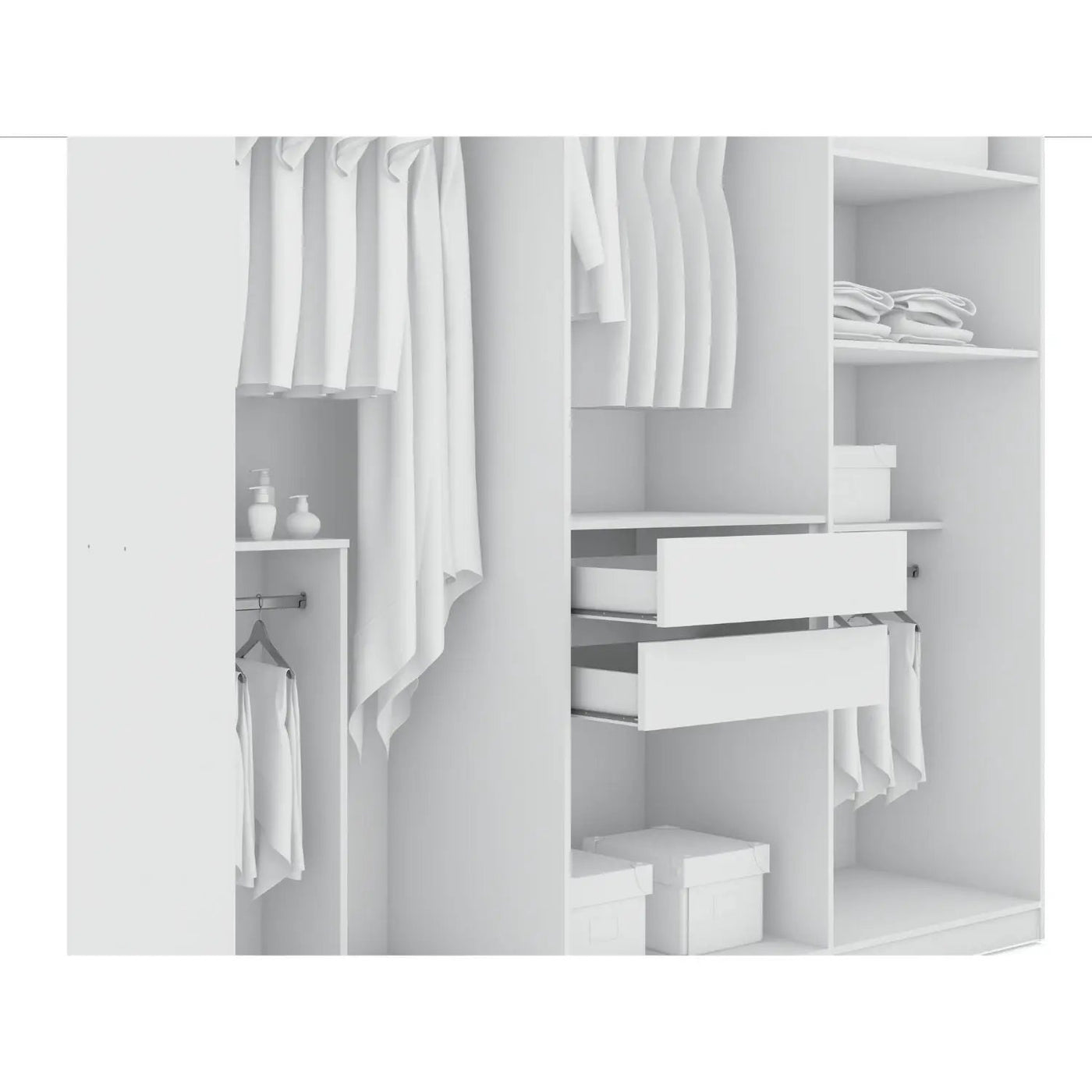 Gramercy - Free Standing Wardrobe Closet With Drawers And Shelves by HouseOfZazla