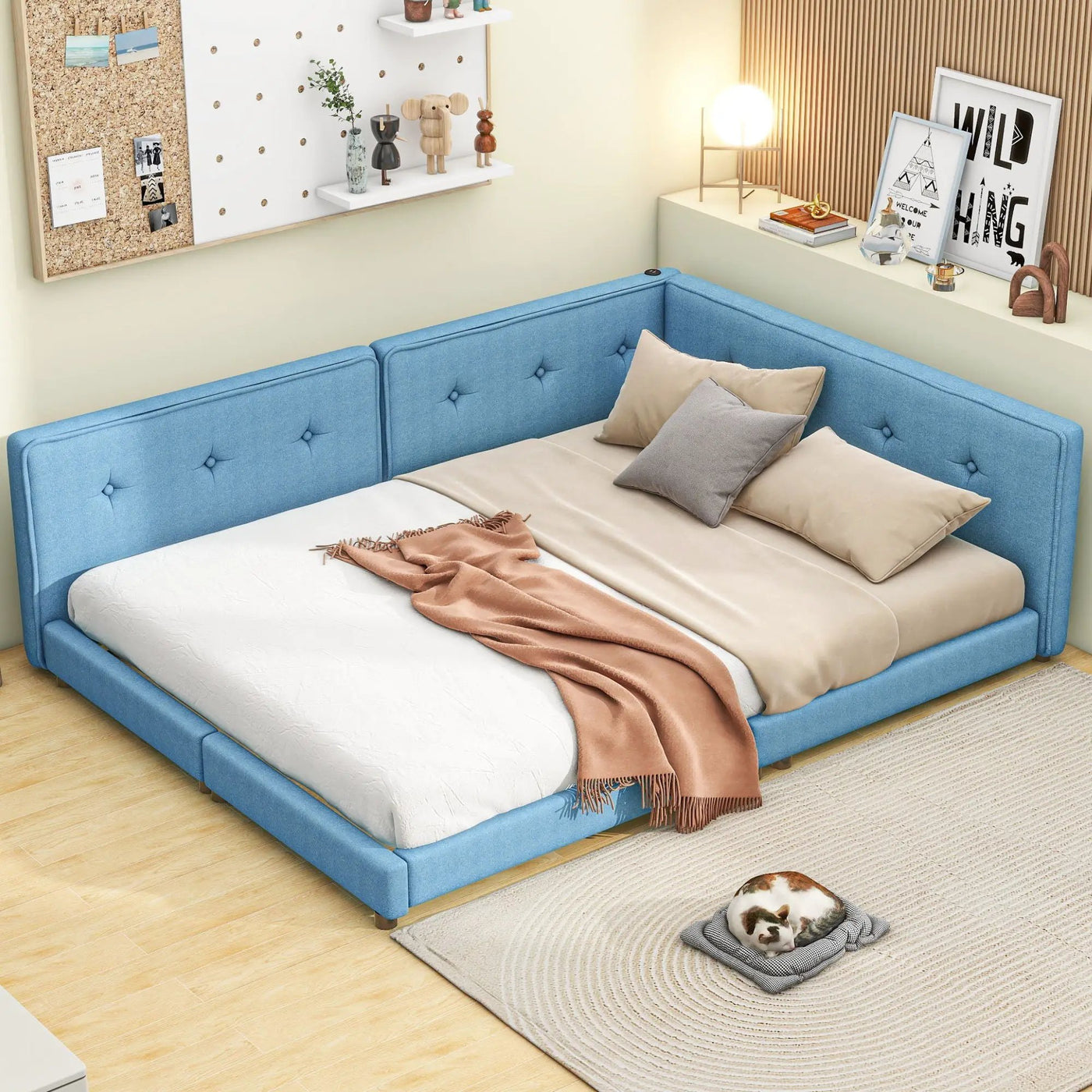 Modern Upholstered Platform Bed With USB Ports And LED Belt by HouseOfZazla