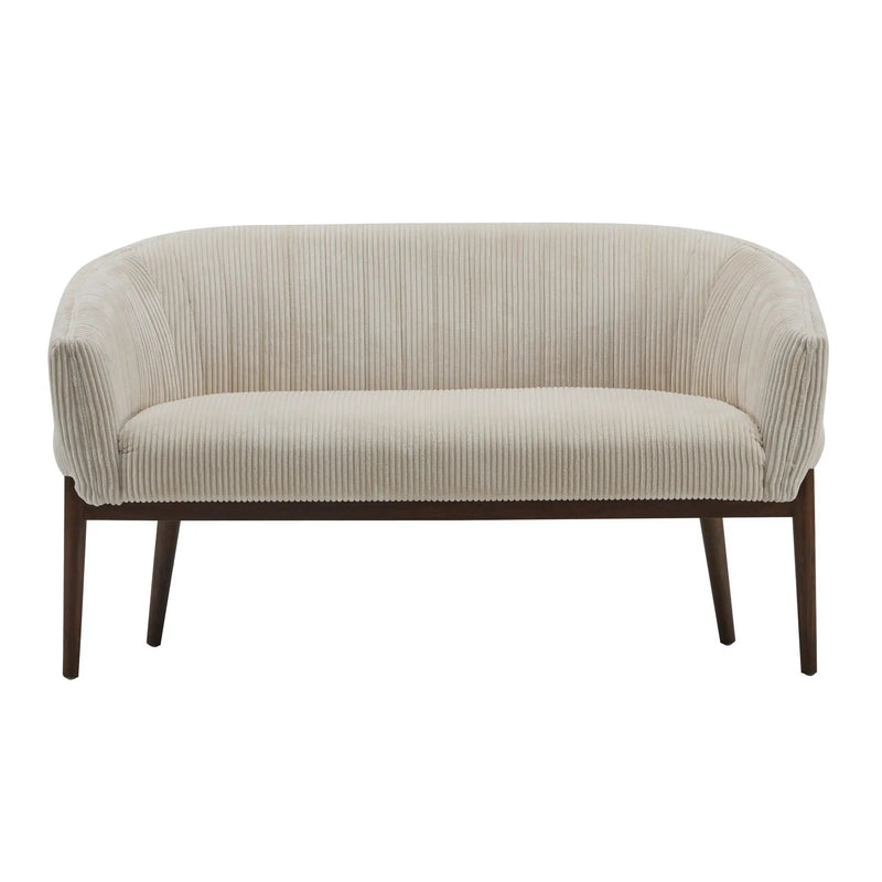 Corduroy Recessed Arm Loveseat (Beige + Walnut) by HouseOfZazla