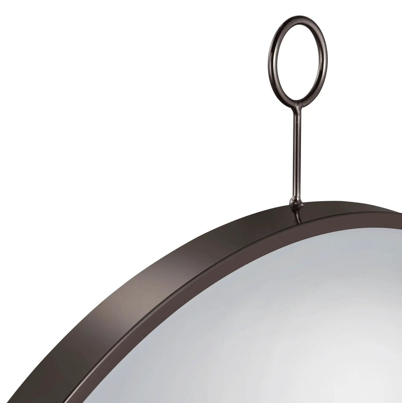 Gwyneth 30 x 35 Inch Round Wall Mirror Black Nickel by Unique Piece Furniture